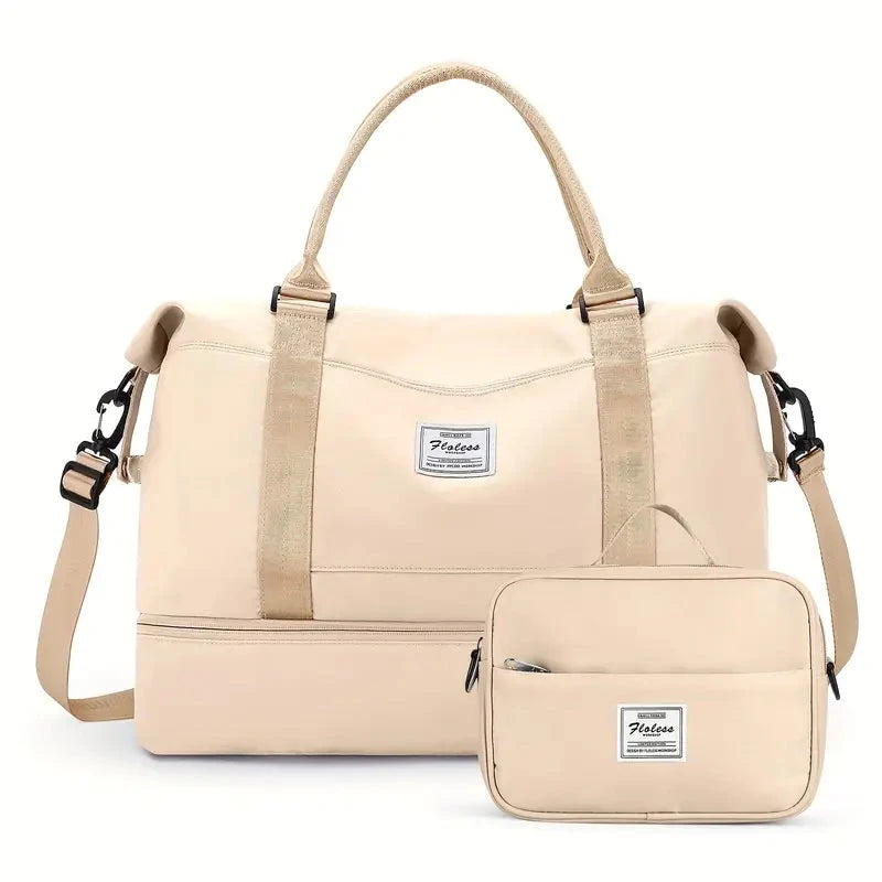 Bolsa-Mala Impermeável com Bolsos Multifuncionais - Elegância Urbana + BRINDE Loja Online Bege 
